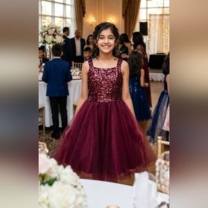 ​NWT The Children's Place Maroon Sequin & Tulle Formal Dress – Girls 12